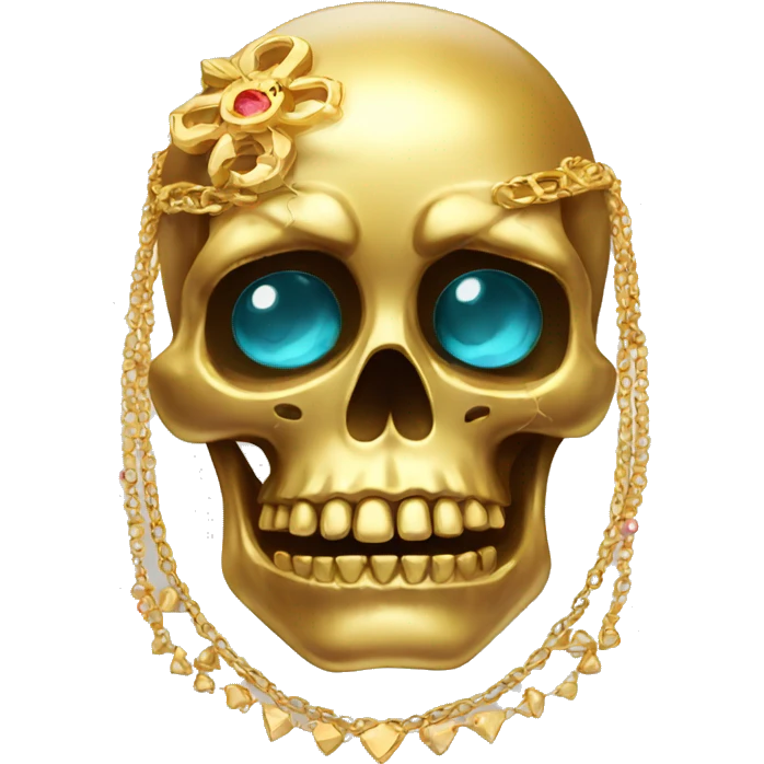 golden skull with jewelry emoji