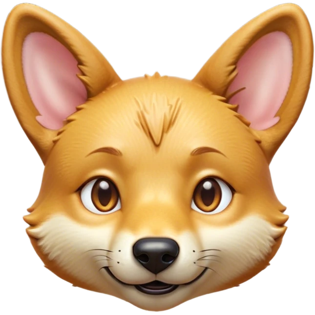 Cinematic Cute Dingo Portrait Emoji, Head tilted playfully and inquisitively, featuring a glossy sandy fur with naturally perky ears and round, sparkling amber eyes filled with curious mischief, Simplified yet irresistibly adorable features, highly detailed, glowing with a warm, friendly glow, high shine, affectionate and spirited, stylized with a touch of outback whimsy, bright and endearing, soft glowing outline, capturing the essence of a mischievous yet loving dingo, so playful it feels like it could bound out of the screen into your arms! emoji