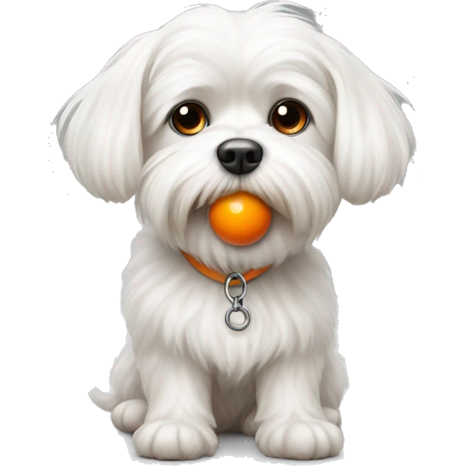 Maltese with orange ball emoji