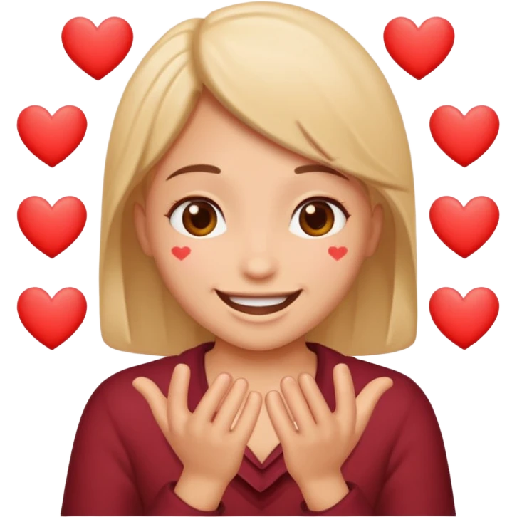 Pleading with hearts around emoji