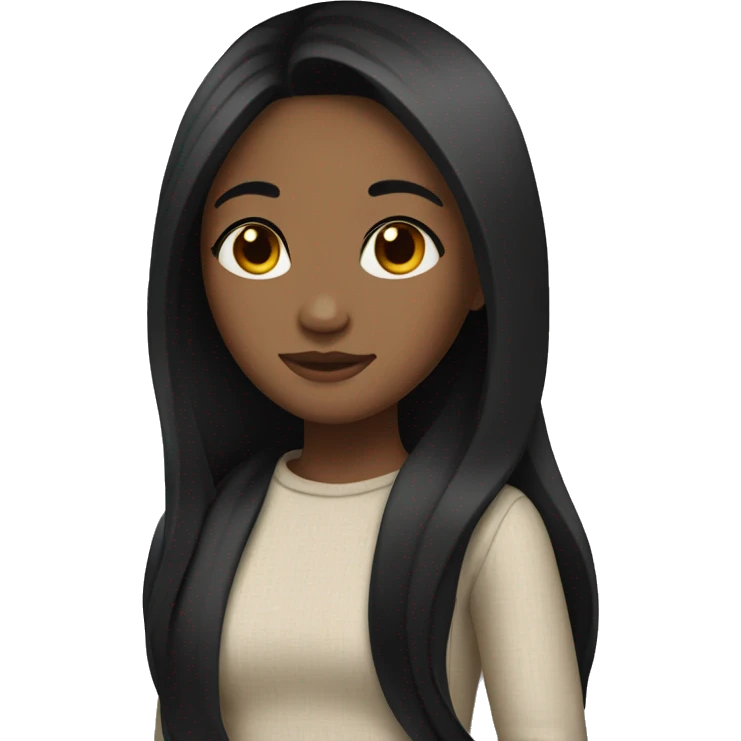 girl with long black hair and medium toned skin emoji