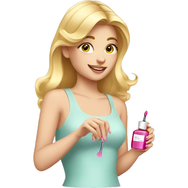 blond girl Putting Nail polish on emoji