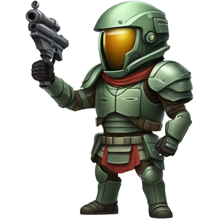 Martian military Overlord with rifle, full body emoji