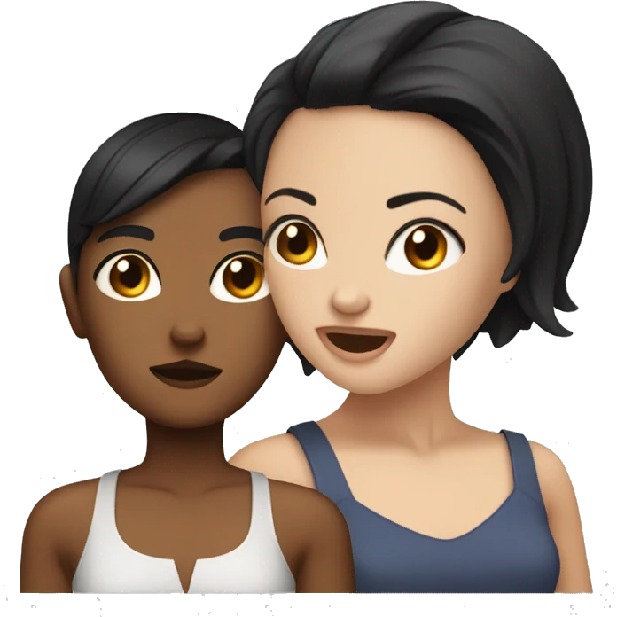 a girl with tanned skin and brown hairs arguing with a white girl with short black hair emoji