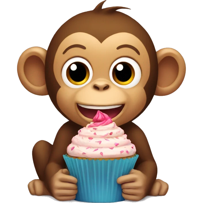 Monkey eating giant cupcake emoji