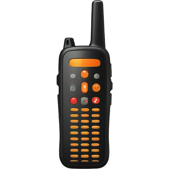 black walkie talkie with red-orange button on side emoji