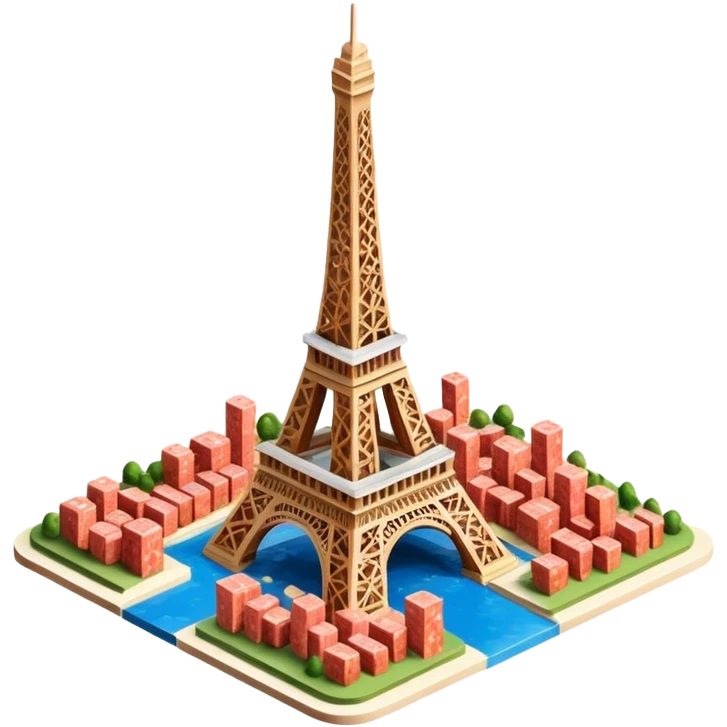  eiffel tower made of SPAM meat city  landscape  emoji