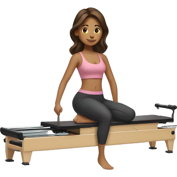 Latina girl with brown hair doing Pilates un reformer emoji