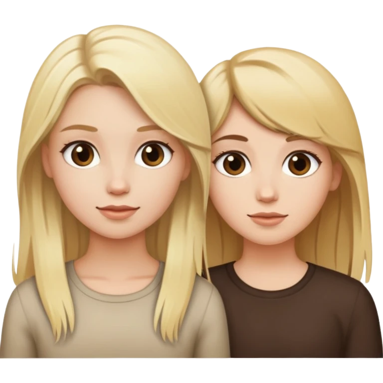 Blonde haired girl next to a brunette girl emoji