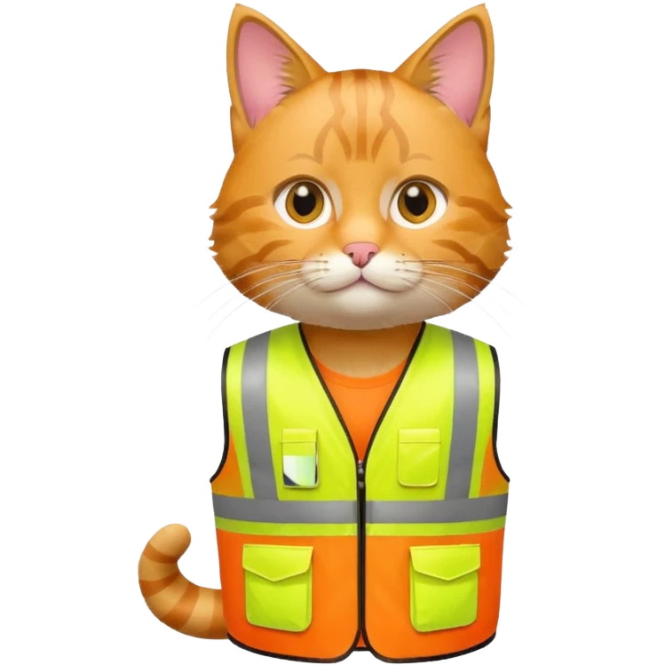 tabby cat in hi-vis clothing facing right emoji