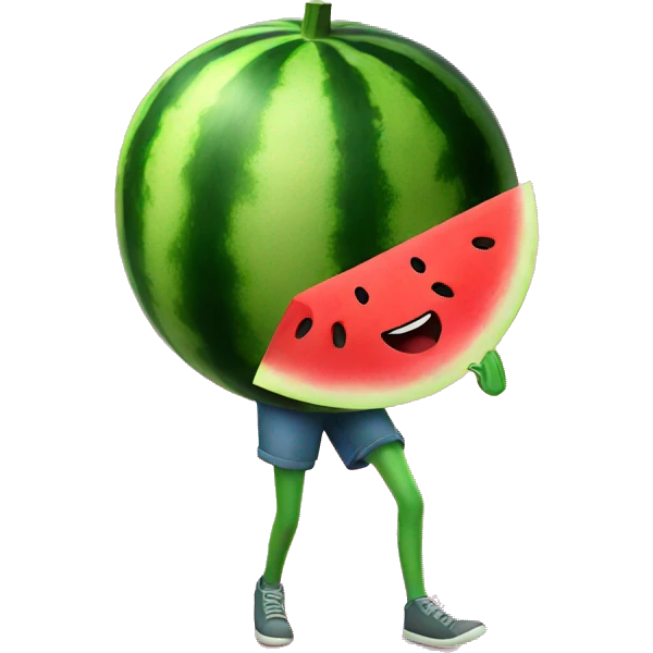 Watermelon with walking legs emoji