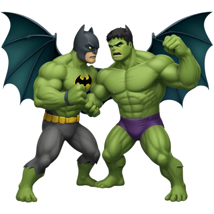 Bat man and hulk fighting emoji