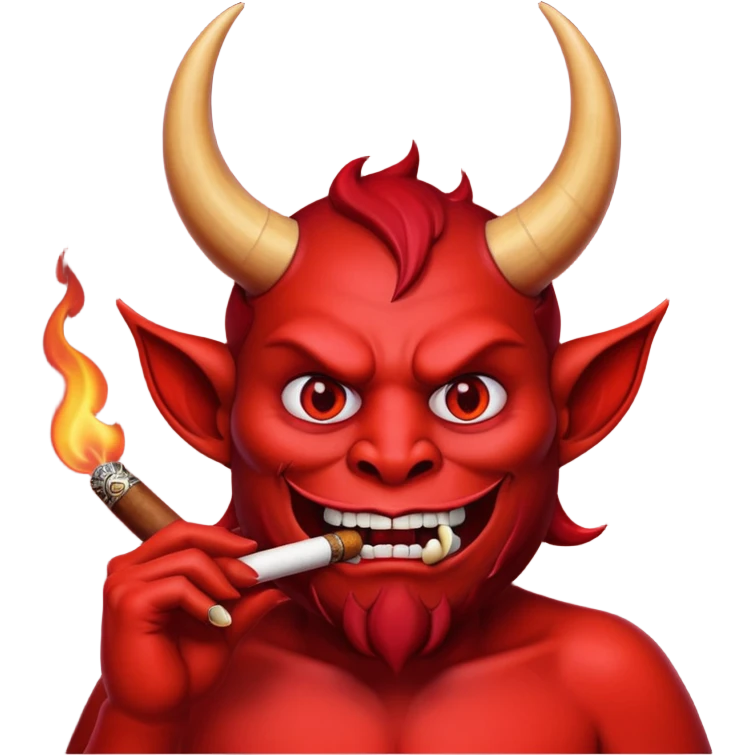 Emoji de diablo con sigarro en la boca emoji