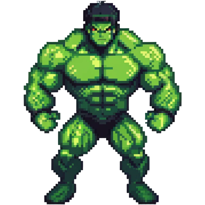 Hulk superhero, green muscular character in action pose emoji
