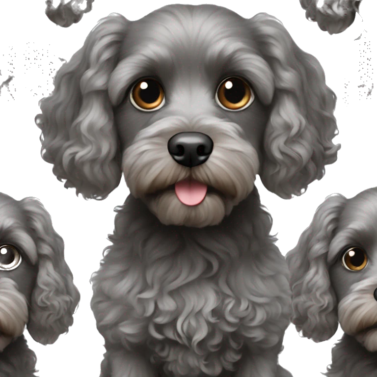 Dark grey cavapoo with dark blue eyes emoji