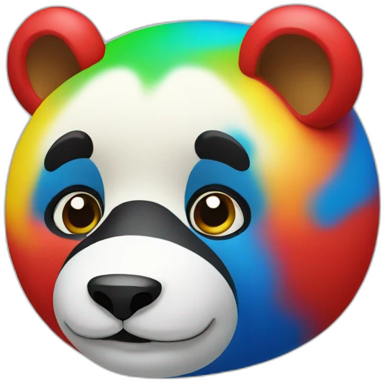 panda in red yellow green and blue emoji
