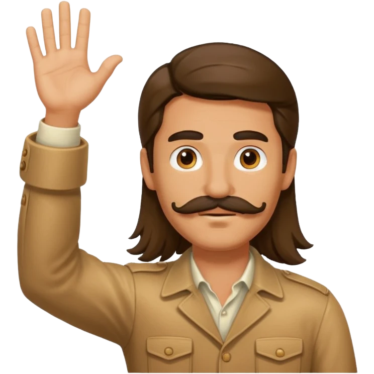guy with a mustache and long hair raising his hand emoji