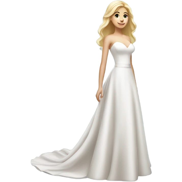 Beautiful finish blonde girl with from height wedding dress emoji