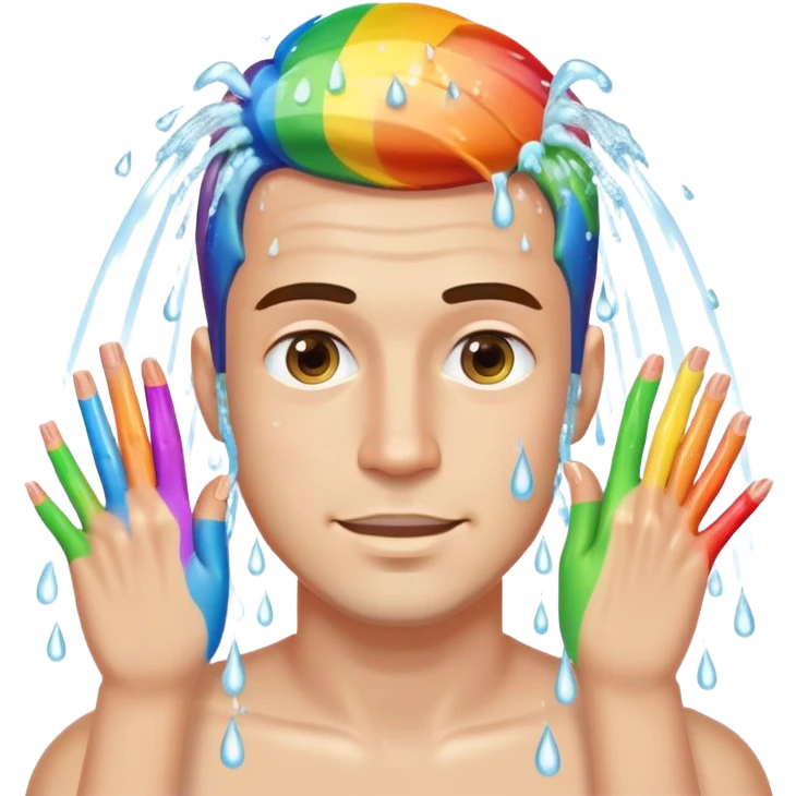 A weird smelly man with rainbow nails taking a shower  emoji