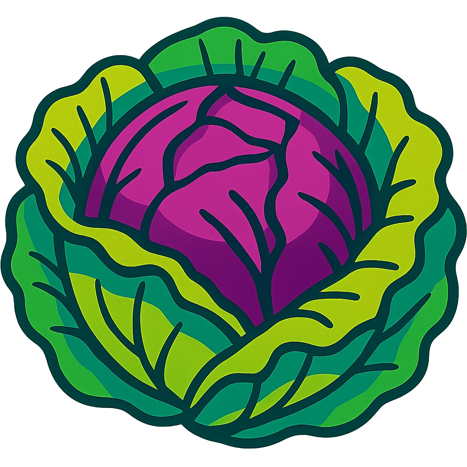 A cabbage in a vibrant, colorful style. emoji