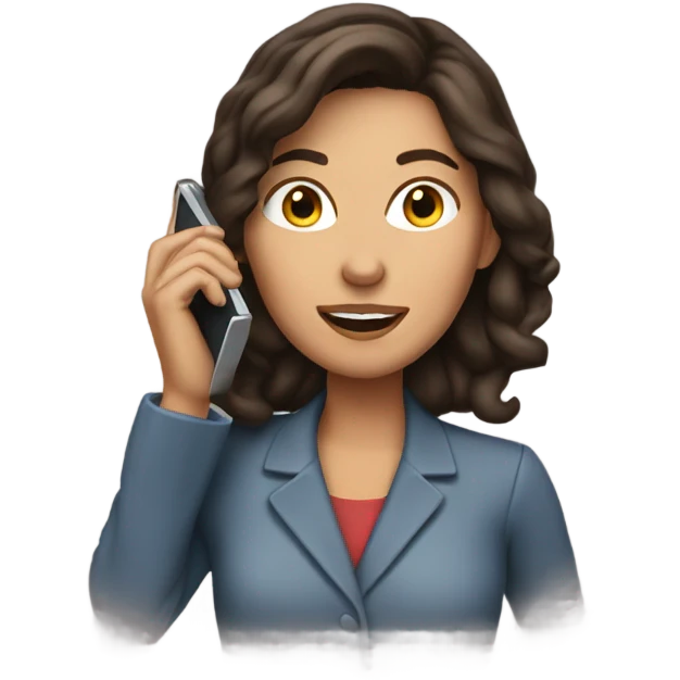 Brunette Woman talking on cell phone emoji