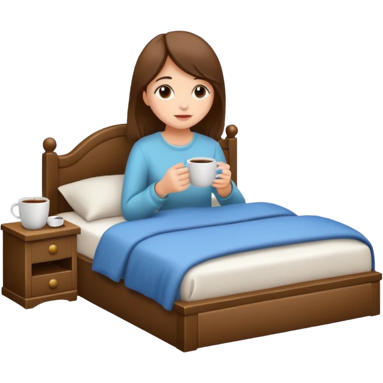 Girl coffee and comfy bed  emoji