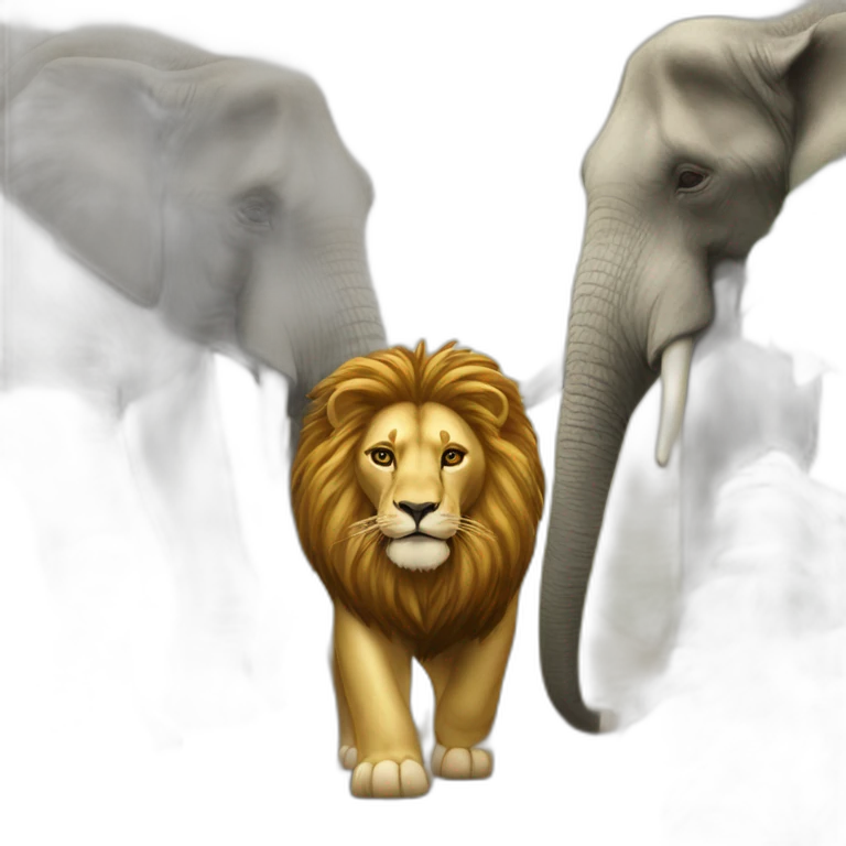 a lion on an elephants emoji