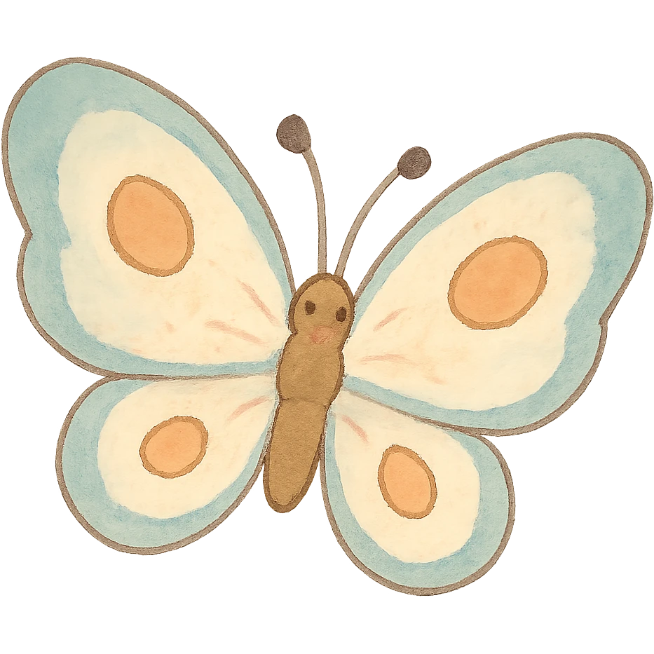 icon of a butterfly, soft colors, whimsical, ghibli style emoji