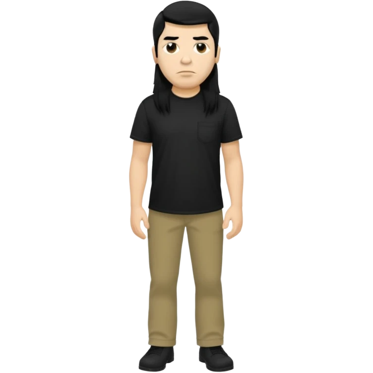 Chino Moreno long black shirt, khaki pants emoji