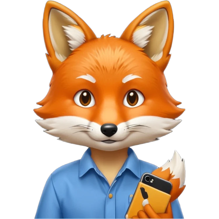 fox waist up in a shirt, iPhone emoji style emoji