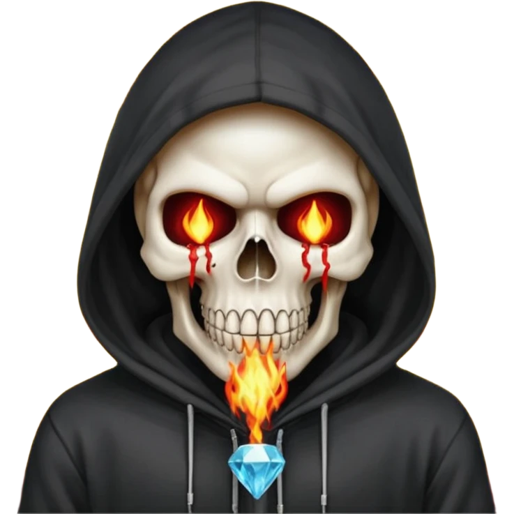Bro I wanna skull with hoodie on the hoodie has to be on fire and I want matrix blood with the codes and weird numbers spilling out eyes and mouth almost give him a diamond grill emoji
