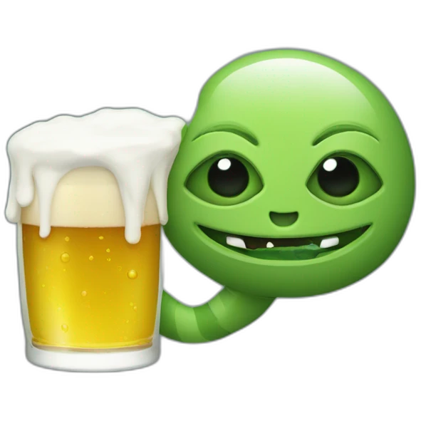 Un extraterrestre qui boit une bière emoji