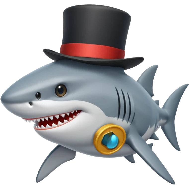 Shark with a top hat emoji