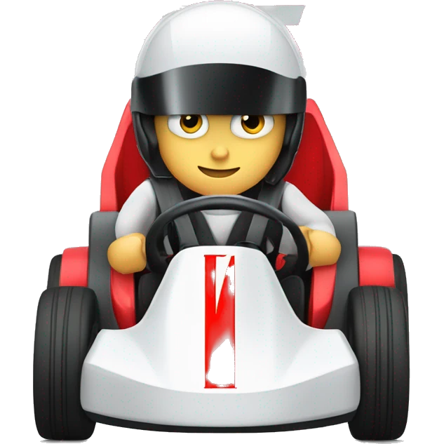 tesla logo letter T driving in a gokart emoji
