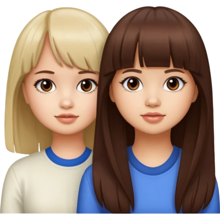 Debby Ryan (straight bangs) and Jenna Ortega emoji