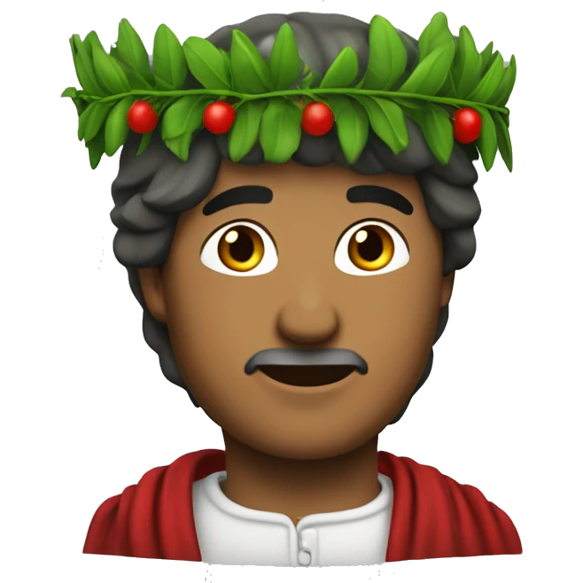 Dante Alighieri with a green laurel wreath on his head emoji