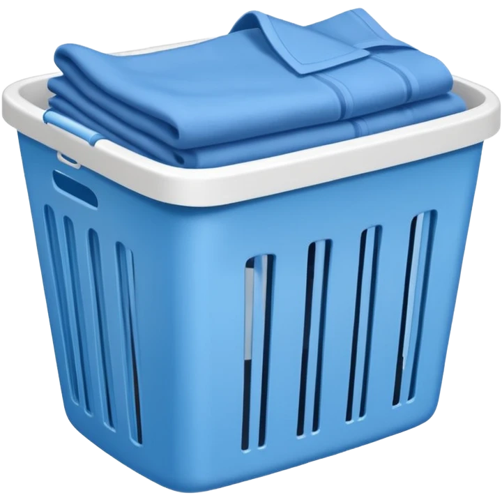 white LAUNDRY BASKET WITH FOLDED blue CLOTHES emoji