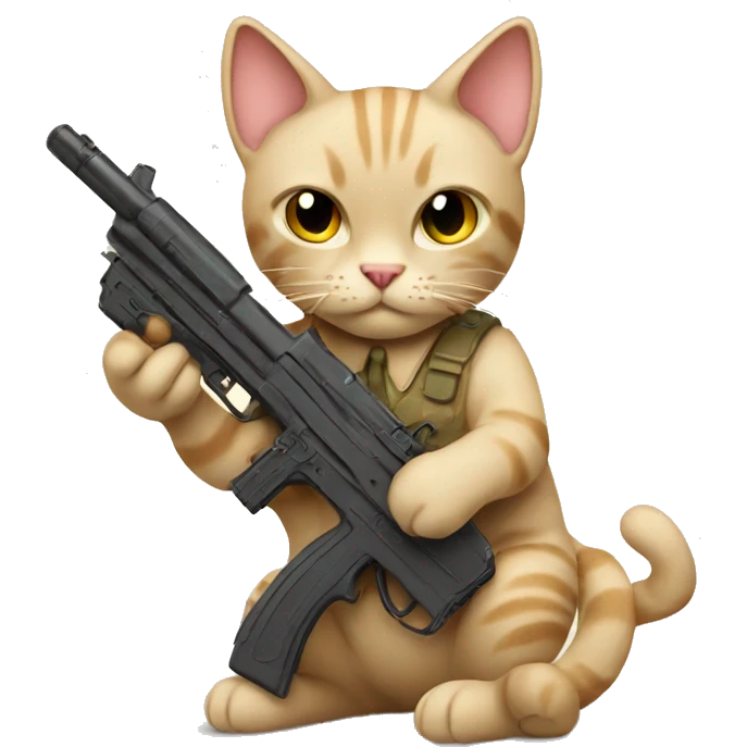 Beige Cat with toy gun emoji