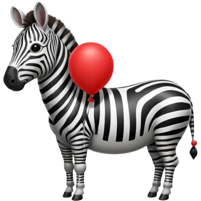 zebra holding red balloon emoji