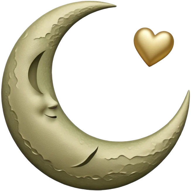 khaki crescent moon with a small heart emoji