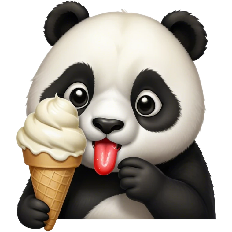 Panda eating ice cream kissing emoji