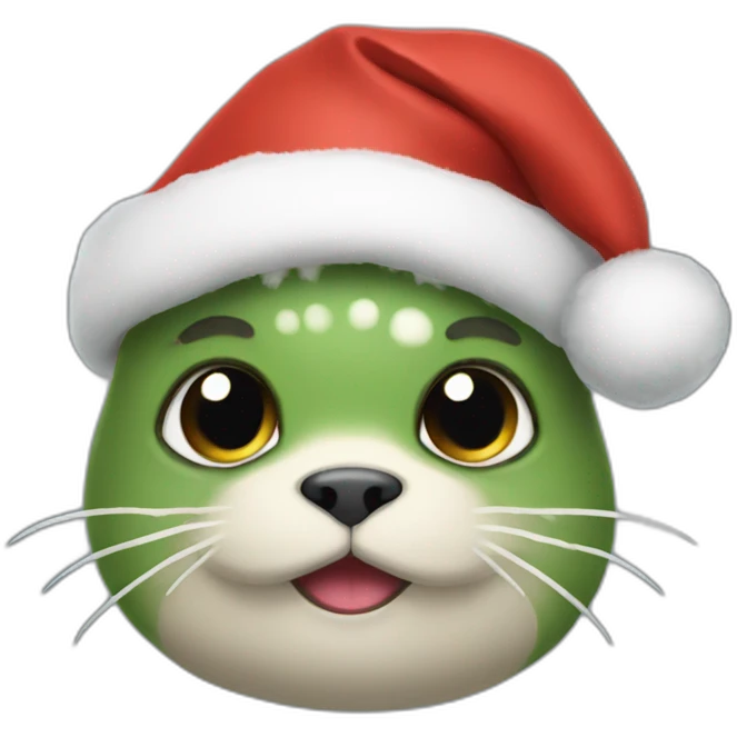 Grogu wearing a Christmas hat  emoji