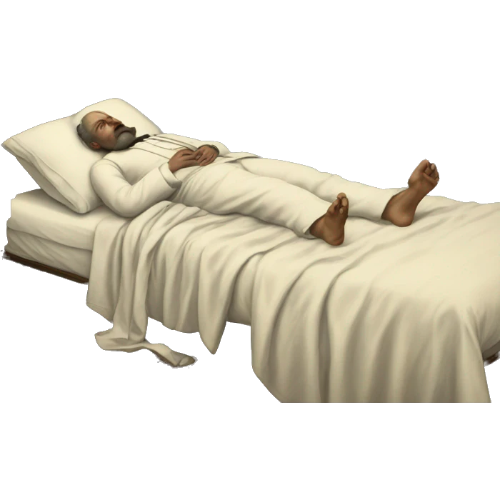 A sick man on a bed in 1870 emoji