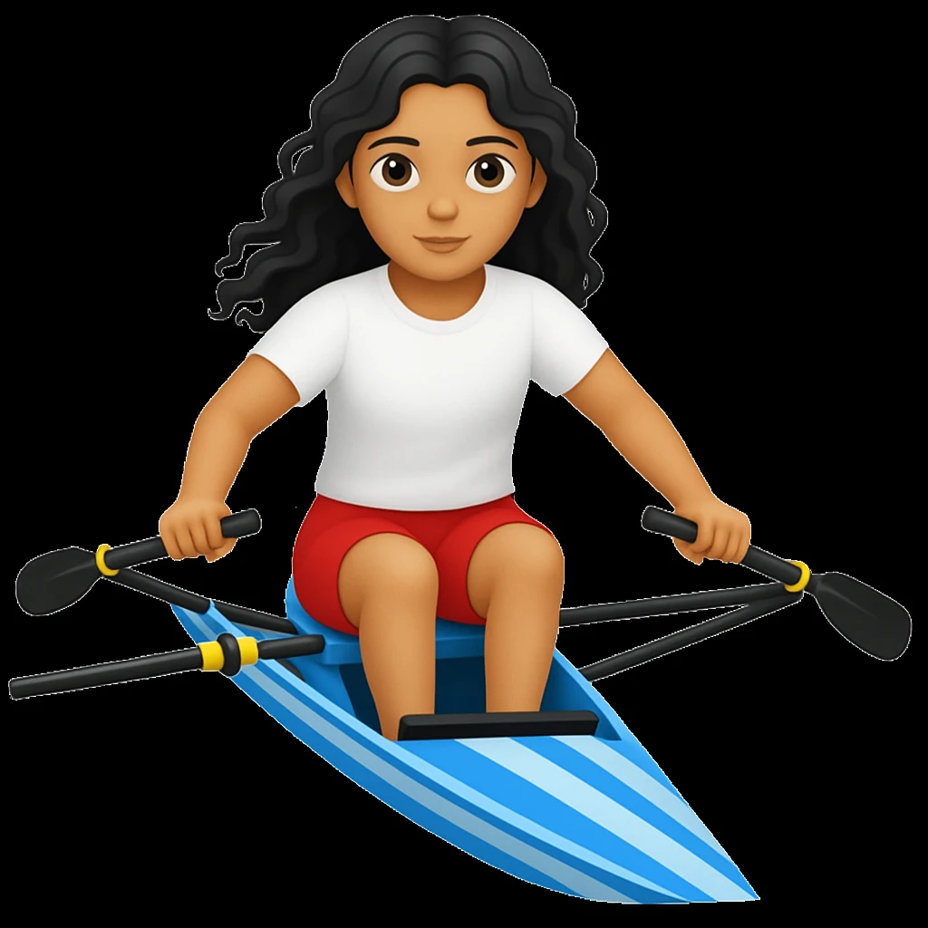 Make the girl's outfit red shorts and a white short-sleeved t-shirt in the style of apple style emojis emoji