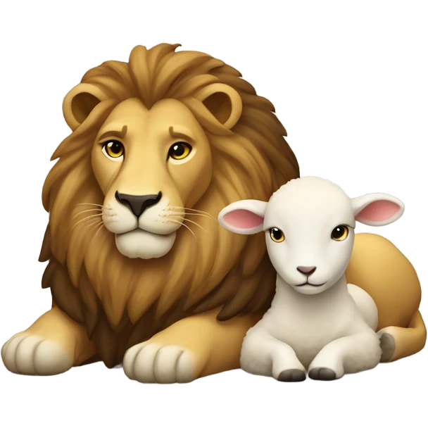 A lion laying next to a lamb emoji
