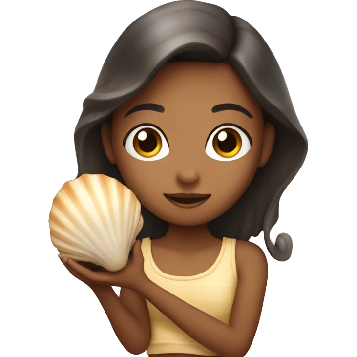 Girl holding a seashell emoji