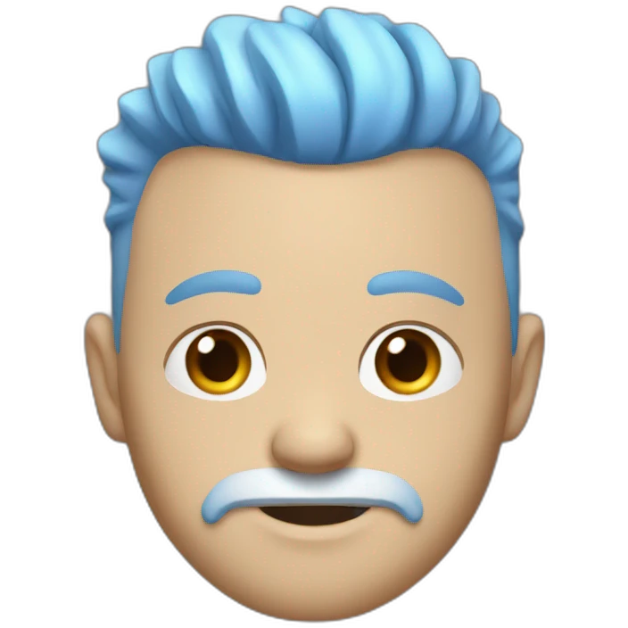 White Man with a short brown beard and a blue Mohawk emoji