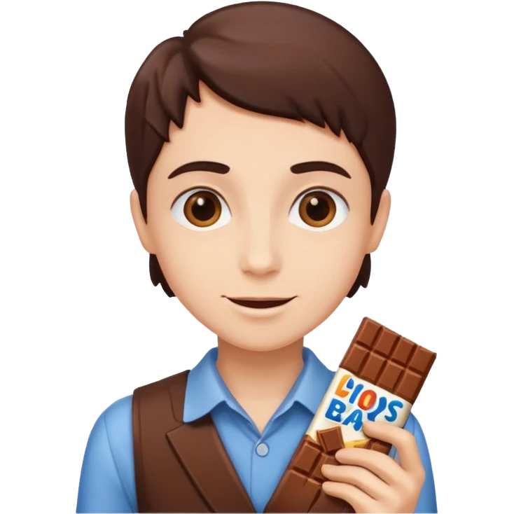 a chocolate bar being sold by a human emoji
