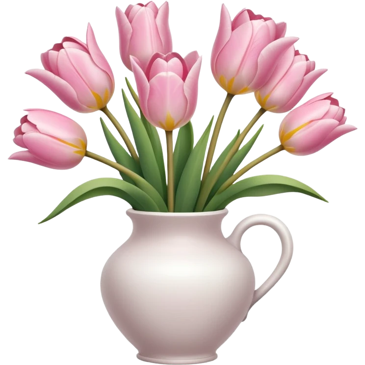 Light pink tulips in white vase emoji