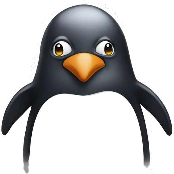 Penguin with giant head/brain emoji